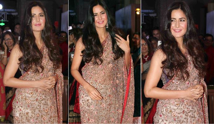 Katrina Kaif appeared in sari at the wedding reception of Neil Nitin