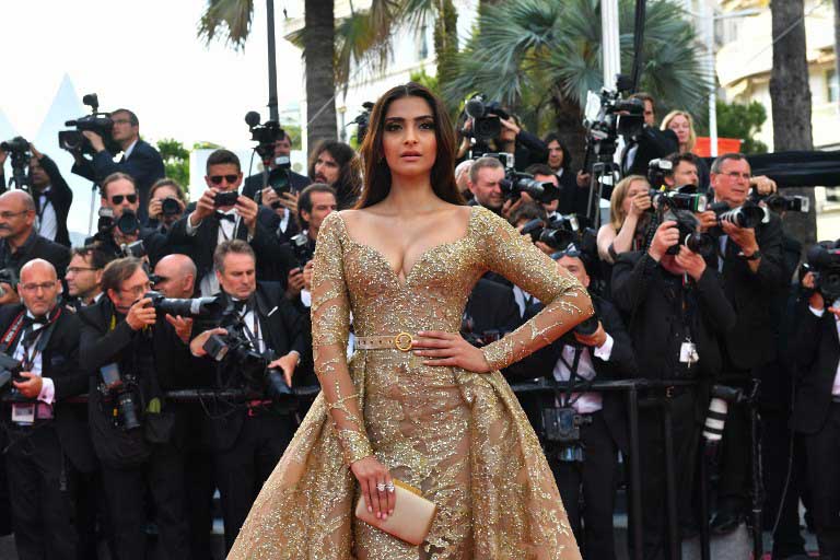 Sonam Kapoor in Golden Dress Up at Cannes Festival