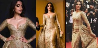 Sonam Kapoor in Golden Dress Up at Cannes Festival