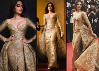 कांस फेस्टिवल पर अपने गोल्डन ड्रेस में बेहद बोल्ड नज़र आईं सोनम कपूर , देखें तस्वीरें Sonam Kapoor in Golden Dress Up at Cannes Festival