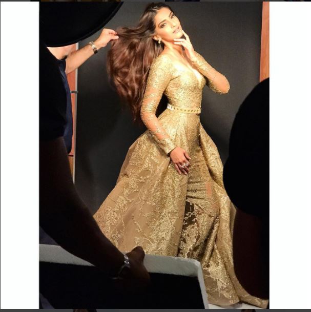 Sonam Kapoor in Golden Dress Up at Cannes Festival