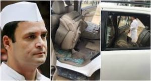 stones thrown on rahul gandhi's car in gujrat