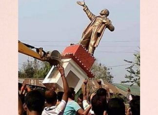 बीजेपी के आते ही त्रिपुरा में गिराई गई व्लादिमीर लेनिन की प्रतिमा, कई नेताओं के आये विवादित बयान Statue of Vladimir Lenin dropped in Tripura as soon as BJP came to power in tripura