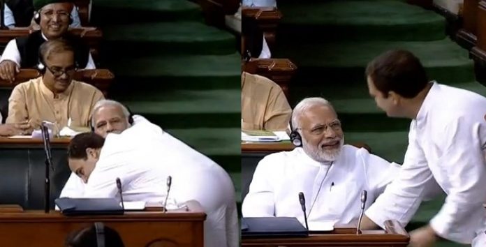 Rahul Gandhi embraced Modi in the House